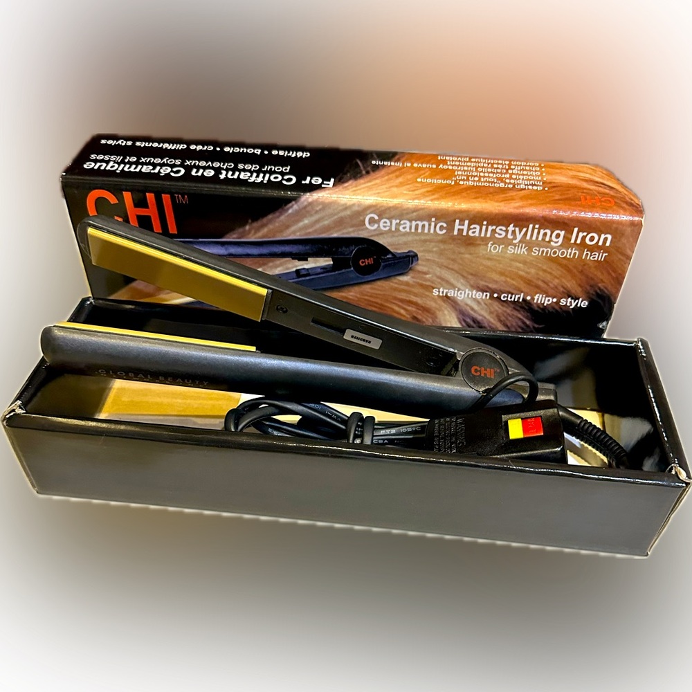 CHI CERAMIC HAIR STYLING FLAT IRON 1”STRAIGHTENER SMOOTH CURL FLIP STYLE BEAUTY